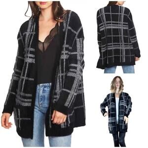 1. STATE Cozy Plaid Long Eyelash Cardigan Size M NWOT MSRP $119